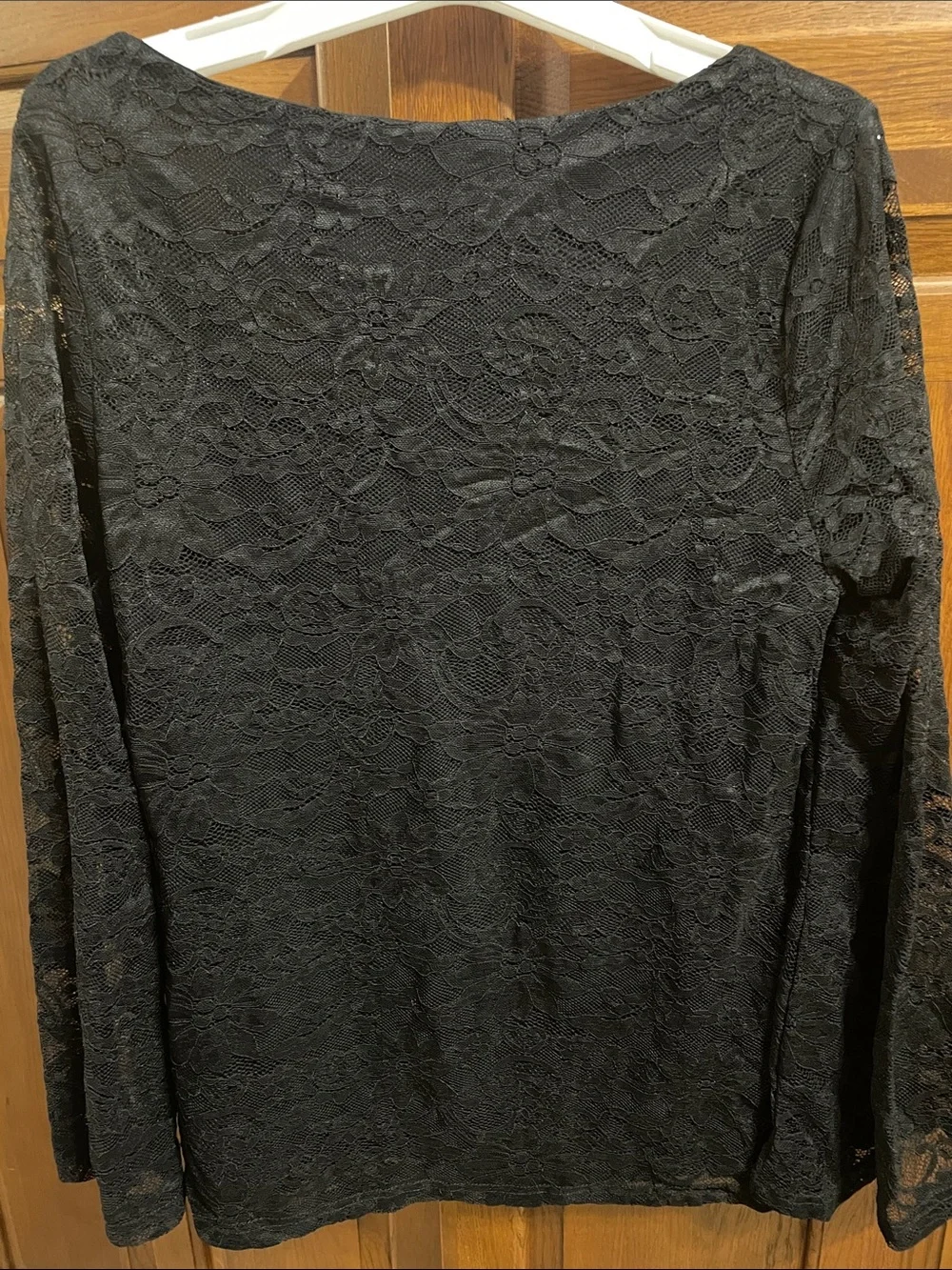 BloomChic Black Lace Long Sleeve Scoop-Neck Top w liner NWT Sz. 10 super cute